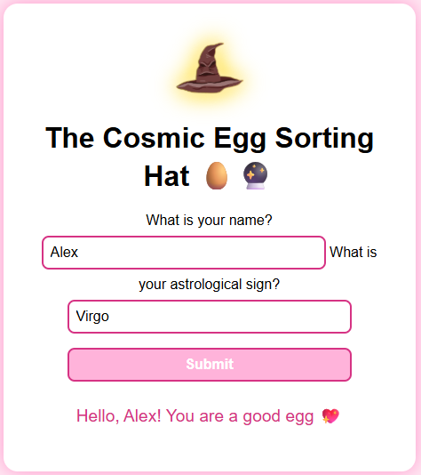The Cosmic Egg Sorting Hat